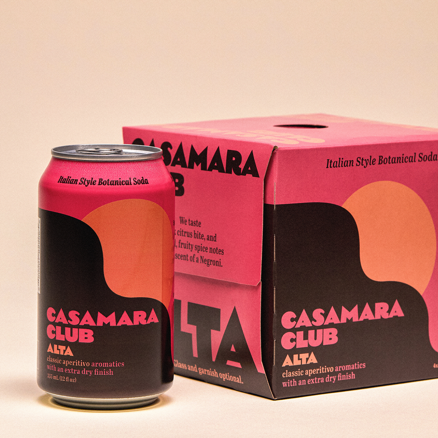 Italian-style botanical soda — classic aperitivo, ALTA — 4-pack